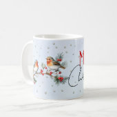 Branch with robin birds and berries Christmas Kaffeetasse (Vorderseite Links)