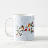 Branch with robin birds and berries Christmas Kaffeetasse (Links)