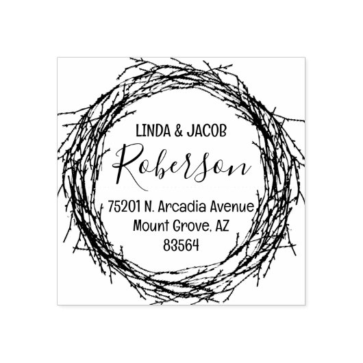 Branch Wreath Couple-Rücksendeadresse Gummistempel (Prägung)