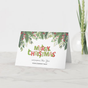 Branchen für Kiefern, Holly Berries Company Weihna Feiertagskarte