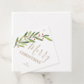 Branchen und Berries auf dem frohen Weihnachtsplat Geschenkanhänger (Beispiel)