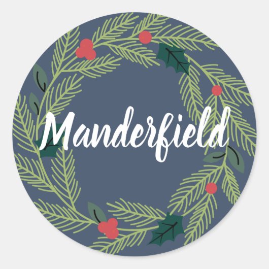 Branchen und Berries Namensaufkleber für Feiertage Runder Aufkleber (Vorderseite)