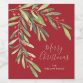 Branchen und Berries Weihnachten Weinetikett (Einzelnes Label)