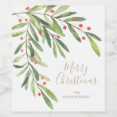 Branchen und Berries Weihnachten Weinetikett (Einzelnes Label)