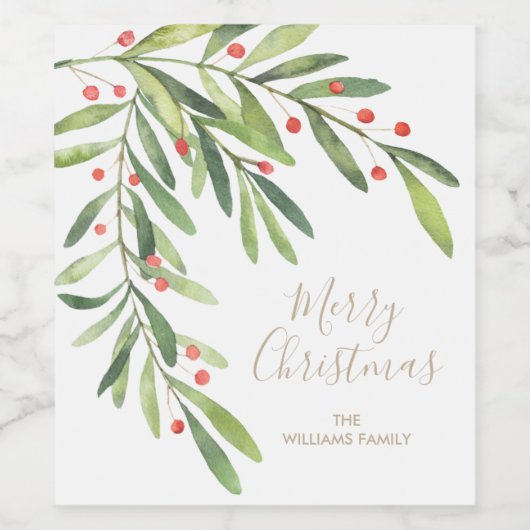 Branchen und Berries Weihnachten Weinetikett (Einzelnes Label)