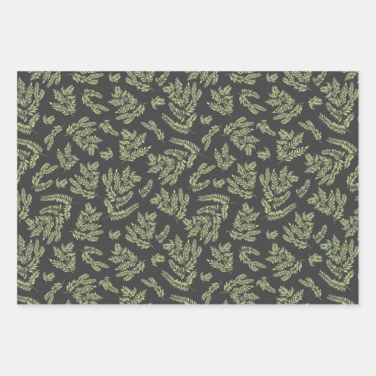 Branchen und Blätter Geschenkpapier Set von 3 (Vorderseite)