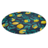 Branchen von Zitronen: blaues Dekorationszeichen n Schneidebrett (Ecke)