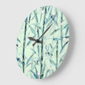 Branches bamboo, white, green, leaves, bamboo große wanduhr (Winkel)