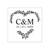 Branches Herz mit Initialen Gummistempel (Prägung)