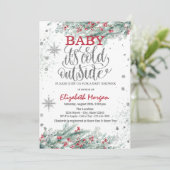 Branches Holly Berry Snowflakes Baby Dusche Einladung (Stehend Vorderseite)