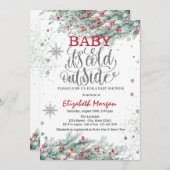 Branches Holly Berry Snowflakes Baby Dusche Einladung (Vorne/Hinten)
