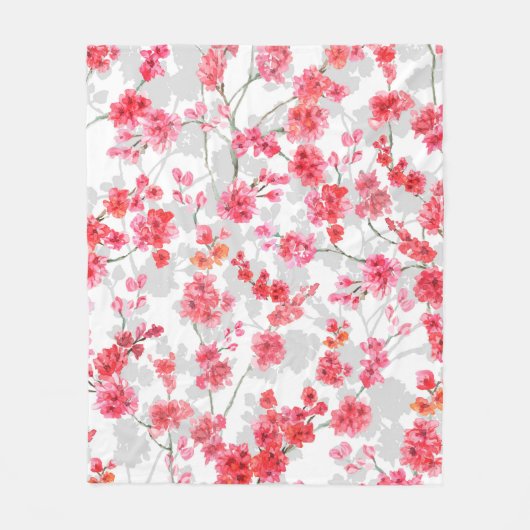Branches of cherry blossoms on white and grey back fleecedecke (Vorderseite)