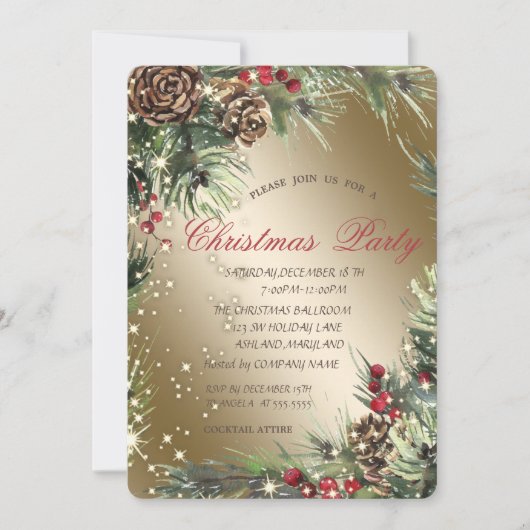 Branches Pine Tree Pinecones Party Einladung (Vorderseite)