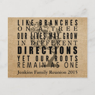 Branches Tree Family Wiedersehen Einladung Burlap