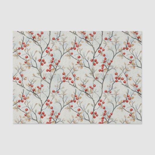 Branches with Berries in Warm Fall Colors Pattern Seidenpapier (Vorderseite)