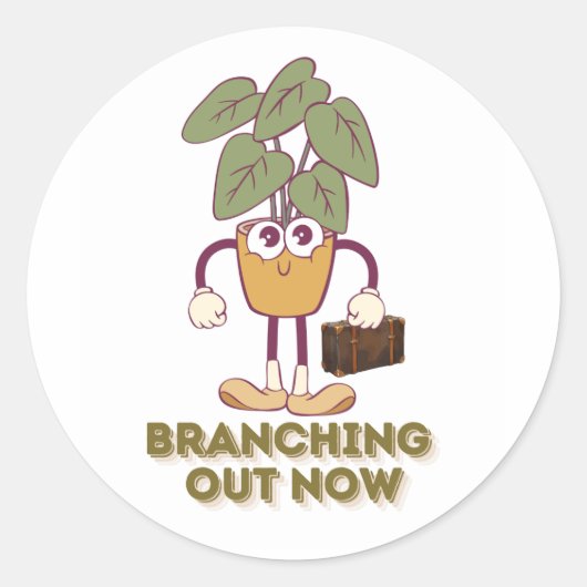 Branching Out Now — Cute Plant Graphic Runder Aufkleber (Vorderseite)