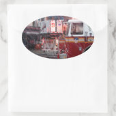 Brand am 10. ovaler aufkleber (Tasche)