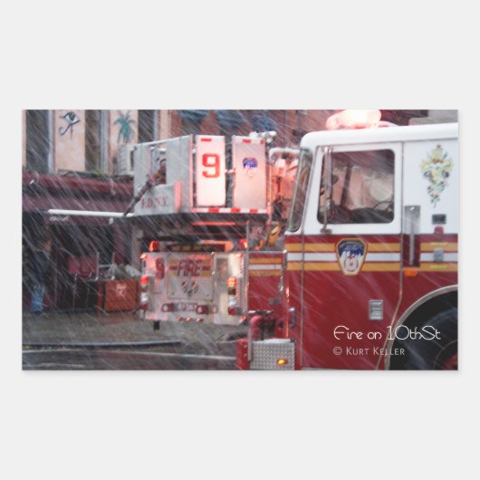 Brand am 10. rechteckiger aufkleber (Vorderseite)