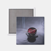 Brand auf der Schüssel mit Blättern Magnet (Vorderseite/Rückseite)