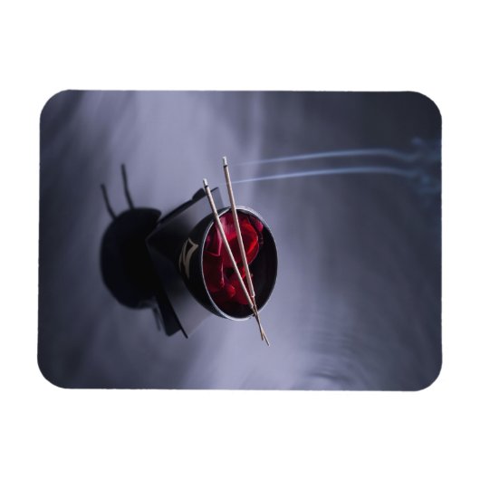 Brand auf der Schüssel mit Blättern Magnet (Horizontal)