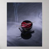 Brand auf der Schüssel mit Blättern Poster (Vorne)