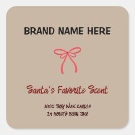 Brand Candle Label | Santa’s Favorite Scent Text Quadratischer Aufkleber
