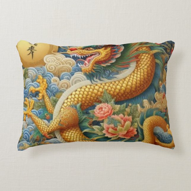 Brand Chinoiserie Dragon Gold Dekokissen (Vorderseite)