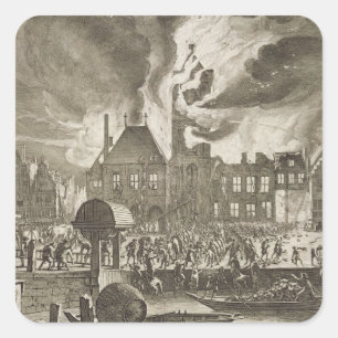Brand im alten Rathaus von Amsterdam, 17. Juli 165 Quadratischer Aufkleber