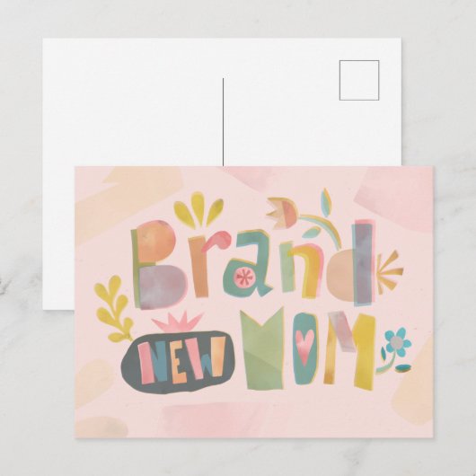 BRAND JUNGE MUTTER MUTTER'S DAFLORAL LETTERING POSTKARTE (Vorne/Hinten)