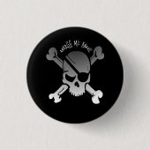 Brand mir Schwarz-weißen Piratenschädel Button (Vorderseite)