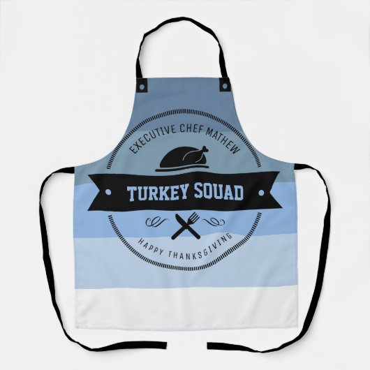 Brand Turkey Squad Ombre Blue Stripe Hipster Schürze (Vorderseite)