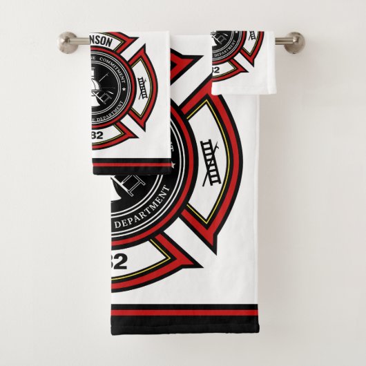 Brandabteilung ADD NAME Firefighter Abzeichen Resc Badhandtuch Set (Insitu)
