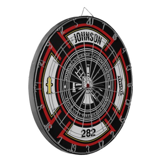 Brandabteilung ADD NAME Firefighter Abzeichen Resc Dartscheibe (Vorderseite Links)