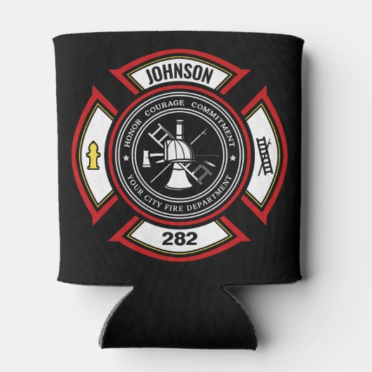 Brandabteilung ADD NAME Firefighter Abzeichen Resc Dosenkühler (Rückseite)