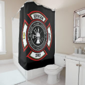 Brandabteilung ADD NAME Firefighter Abzeichen Resc Duschvorhang (Beispiel)