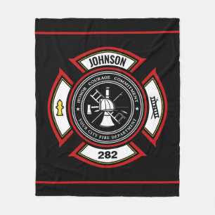 Brandabteilung ADD NAME Firefighter Abzeichen Resc Fleecedecke