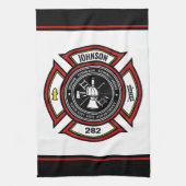 Brandabteilung ADD NAME Firefighter Abzeichen Resc Geschirrtuch (Vertikal)