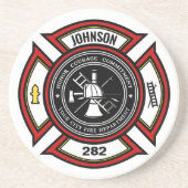 Brandabteilung ADD NAME Firefighter Abzeichen Resc Getränkeuntersetzer (Vorne)