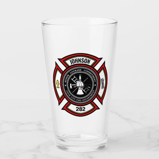 Brandabteilung ADD NAME Firefighter Abzeichen Resc Glas (Vorderseite)