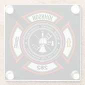 Brandabteilung ADD NAME Firefighter Abzeichen Resc Glasuntersetzer (Rückseite)