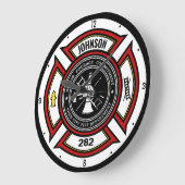 Brandabteilung ADD NAME Firefighter Abzeichen Resc Große Wanduhr (Winkel)