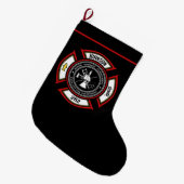 Brandabteilung ADD NAME Firefighter Abzeichen Resc Großer Weihnachtsstrumpf (Vorderansicht (hängend))