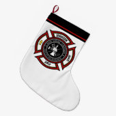 Brandabteilung ADD NAME Firefighter Abzeichen Resc Großer Weihnachtsstrumpf (Vorderansicht (hängend))