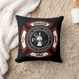 Brandabteilung ADD NAME Firefighter Abzeichen Resc Kissen
