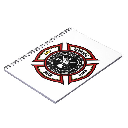 Brandabteilung ADD NAME Firefighter Abzeichen Resc Notizblock (Linke Seite)