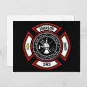 Brandabteilung ADD NAME Firefighter Abzeichen Resc Postkarte (Vorne/Hinten)