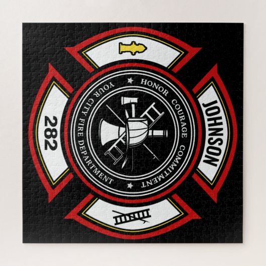 Brandabteilung ADD NAME Firefighter Abzeichen Resc Puzzle (Horizontal)