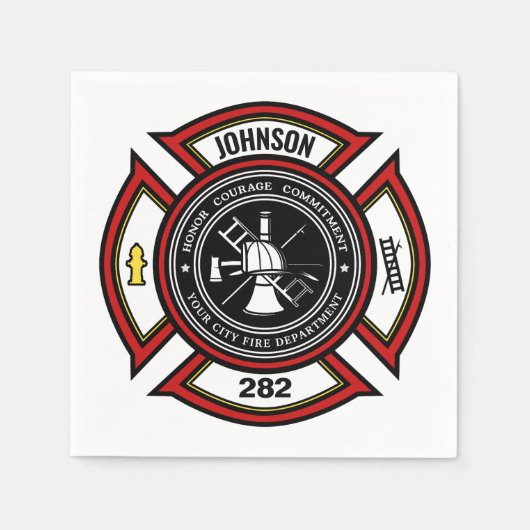 Brandabteilung ADD NAME Firefighter Abzeichen Resc Serviette (Vorderseite)