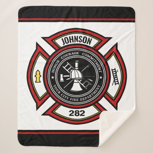 Brandabteilung ADD NAME Firefighter Abzeichen Resc Sherpadecke (Vorderseite)