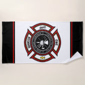 Brandabteilung ADD NAME Firefighter Abzeichen Resc Strandtuch (Vorderseite)
